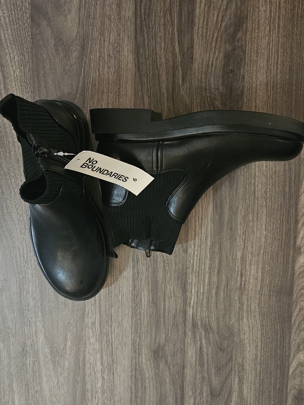 NWT No Boudaries Black Pull On Boots with Memory Foam - Picture 3 of 4